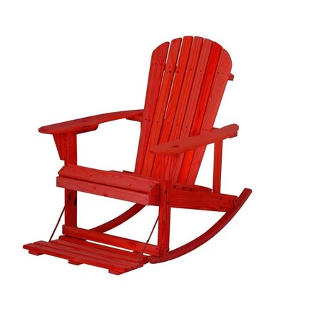 Cama Zero Gravity Collection Red Adirondack Rocking Chair with Built-in Footrest CA2535417